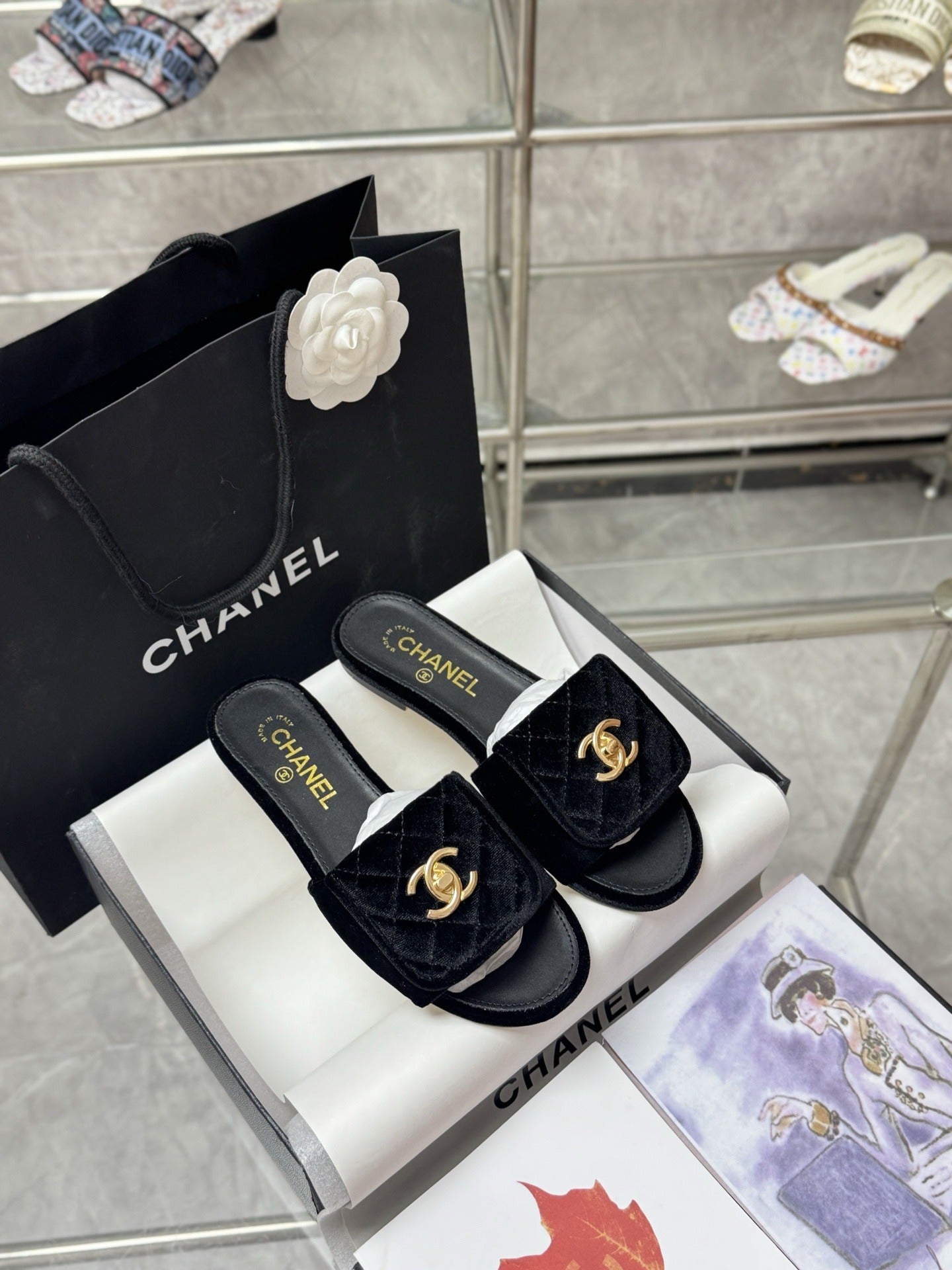 Chanel Lambskin Leather Slides