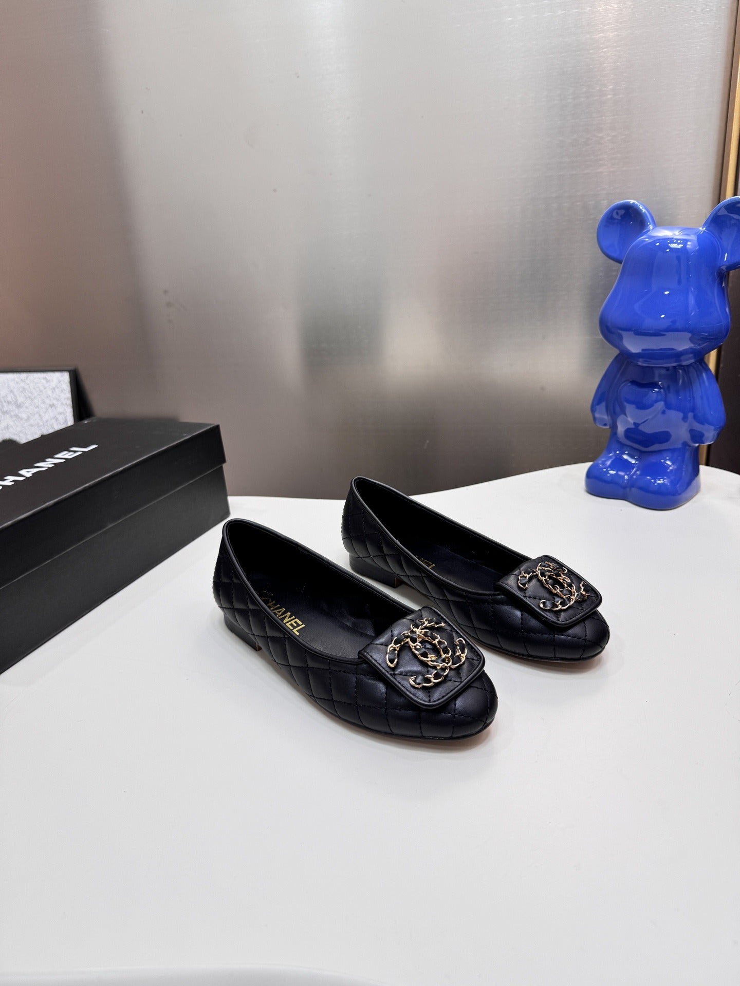 Chanel Lambskin Leather Chain Ballet Flats