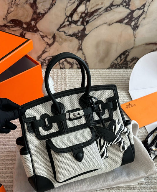 Hermes Canvas Handbag