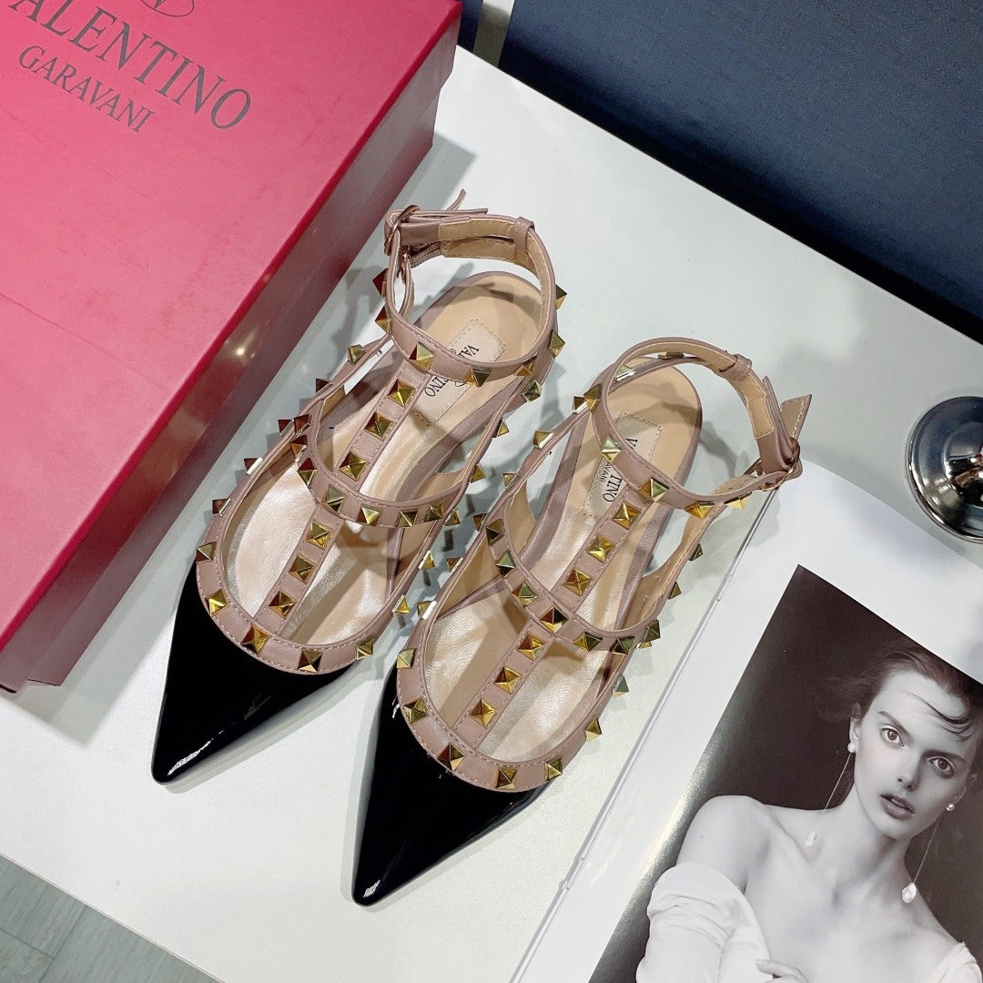 Valentino Lambskin Leather Pointed Toe Sandals