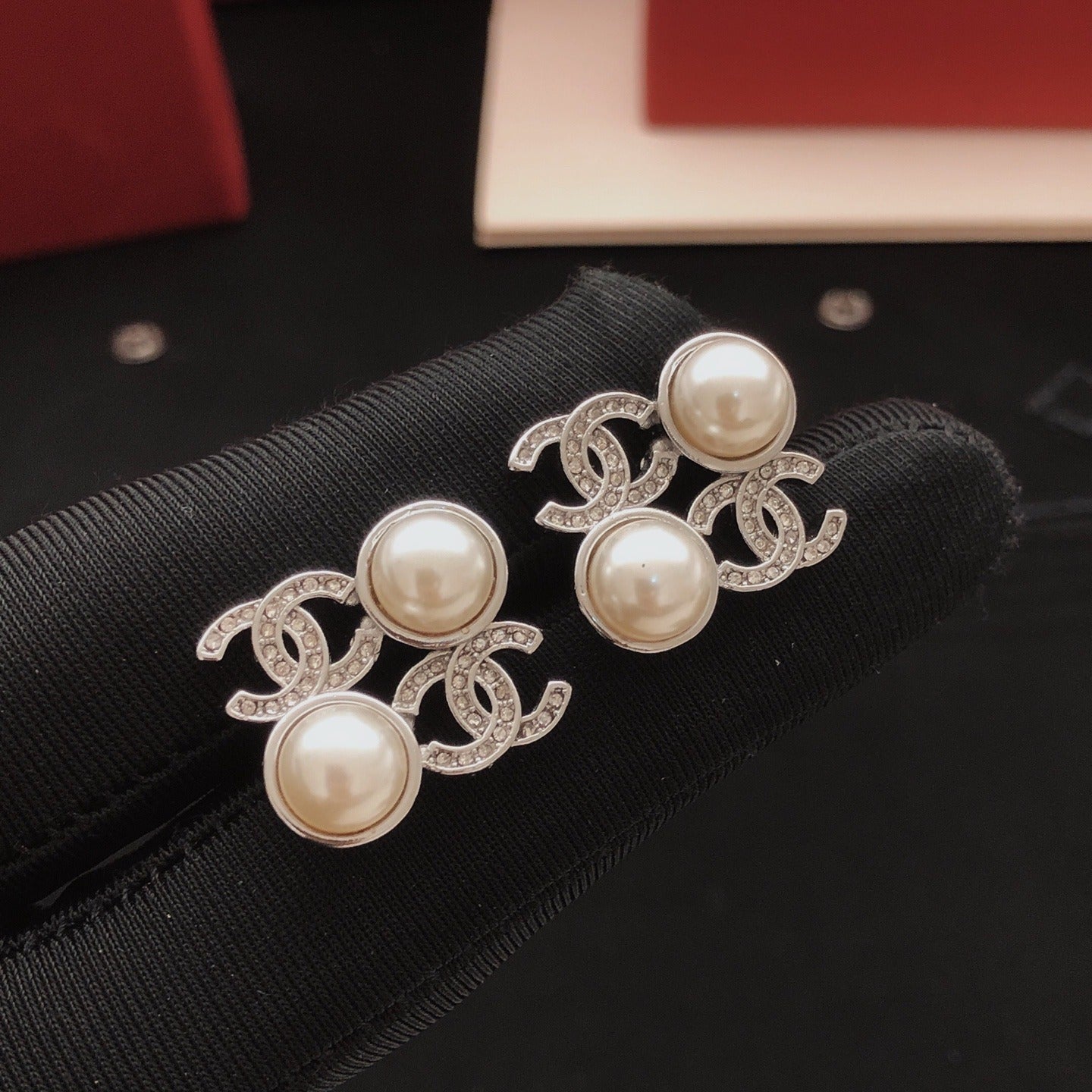Chanel Brass Pearl Earrings