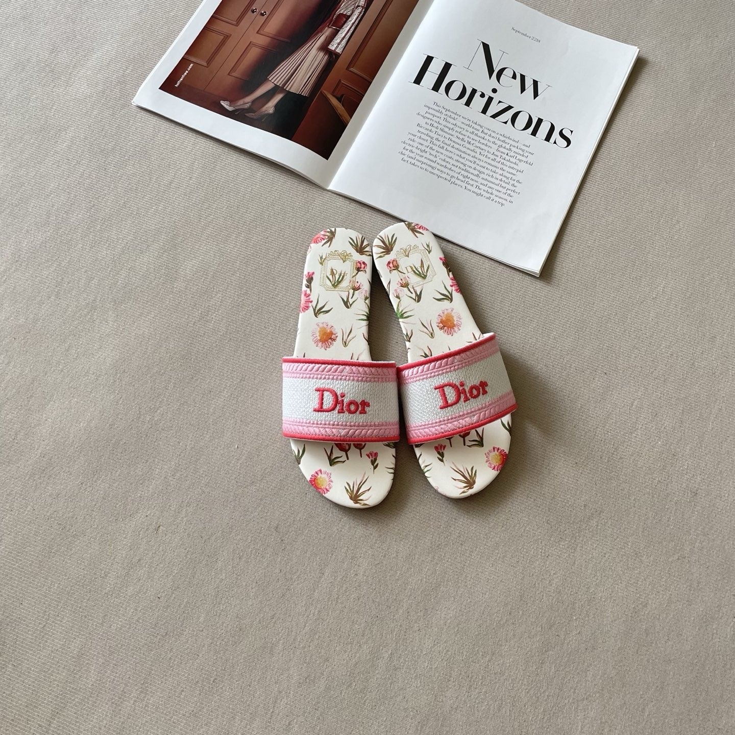 Dior Leather Embroidered Slides