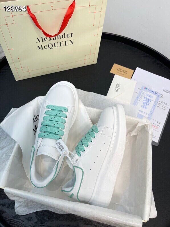 Alexander McQueen Women White Lambskin Leather Logo Sneakers