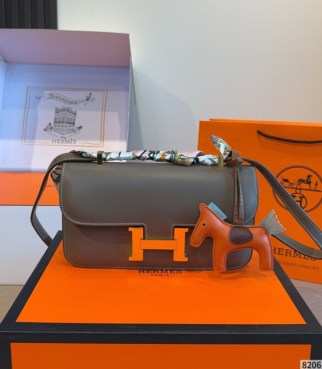 Hermes Leather Saddle Crossbody Bag