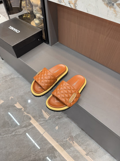 Chanel Lambskin Leather Slides