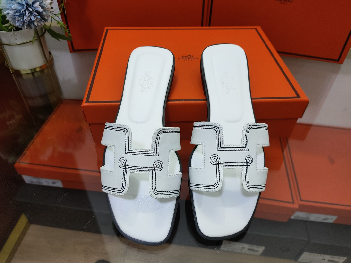 Hermes Leather Slides
