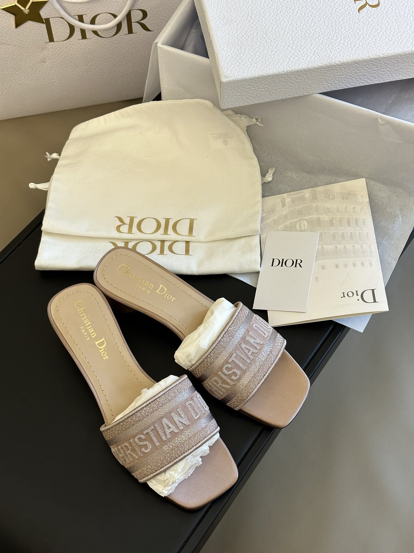 Dior Cotton & Leather Slides