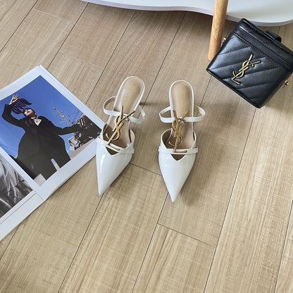 Saint Laurent Lambskin Leather Logo Sandals