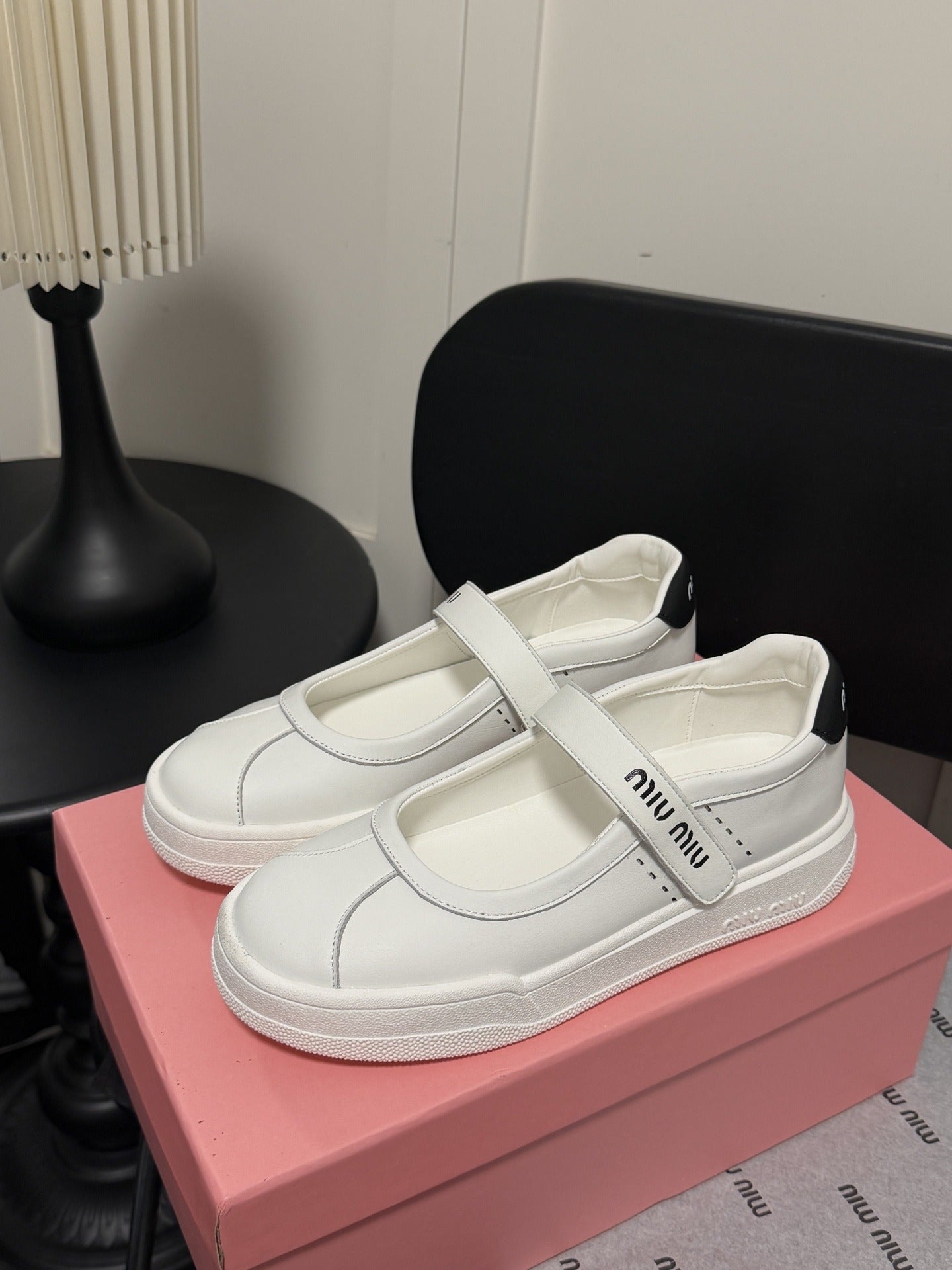 Miu Miu White Leather Logo Sneakers