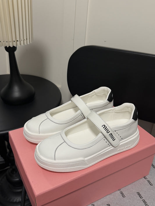 Miu Miu White Leather Logo Sneakers