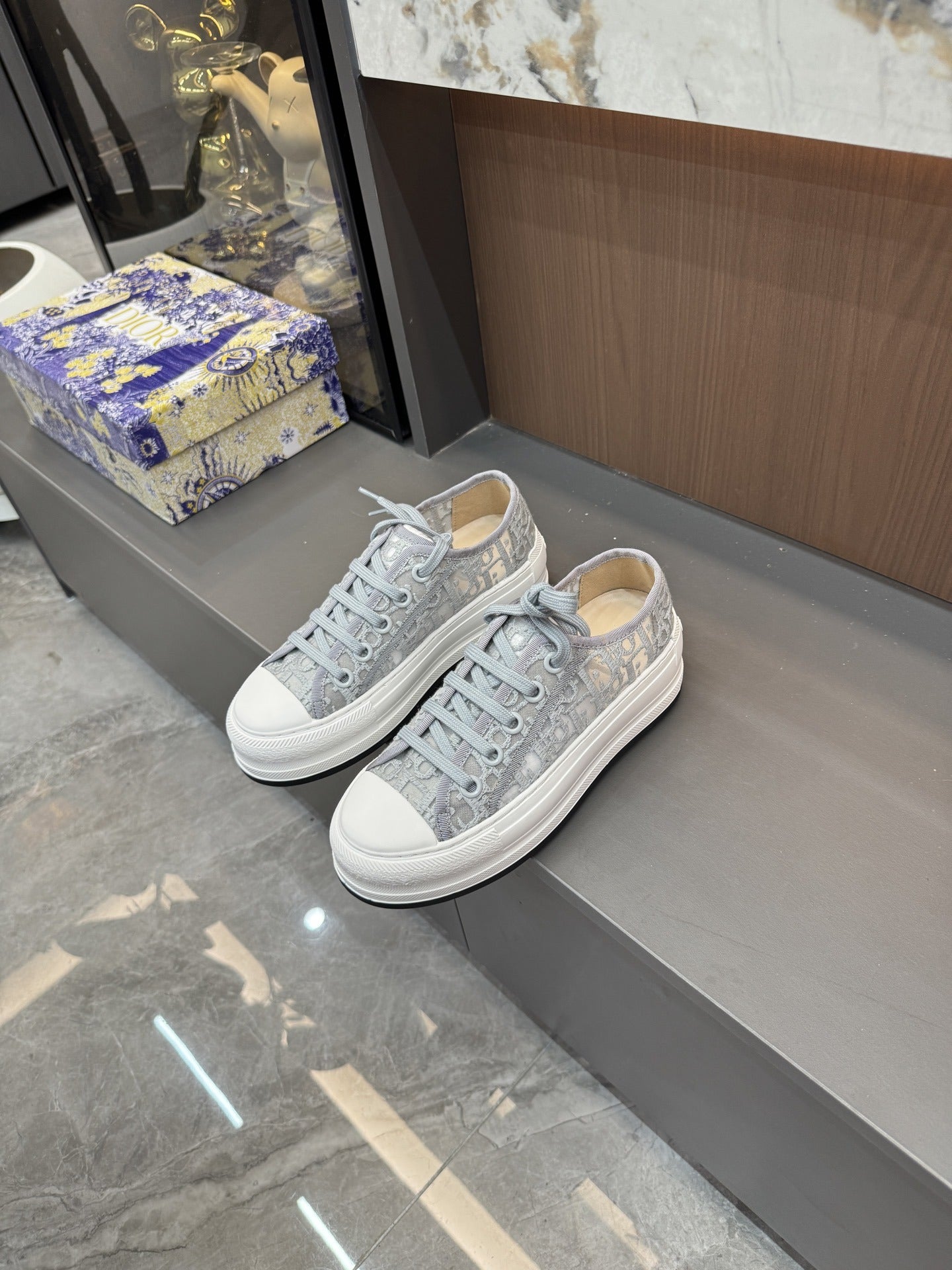 Dior Women Cotton & Lambskin Leather Embroidered Shoes