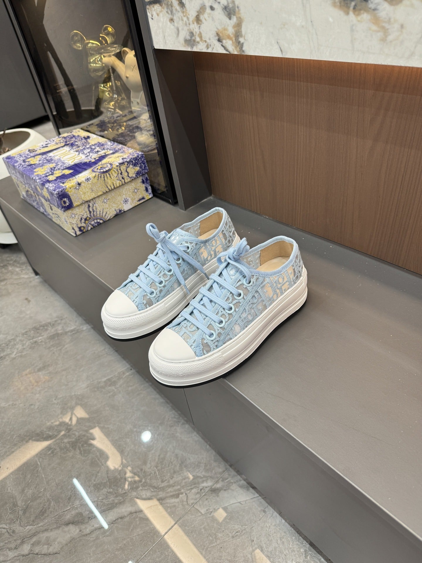 Dior Women Cotton & Lambskin Leather Embroidered Shoes