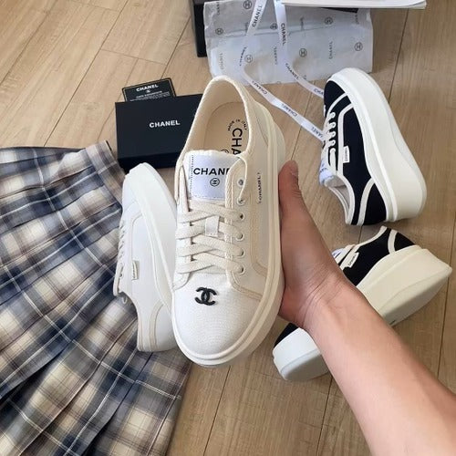 Chanel Canvas & Leather Canvas Shoes