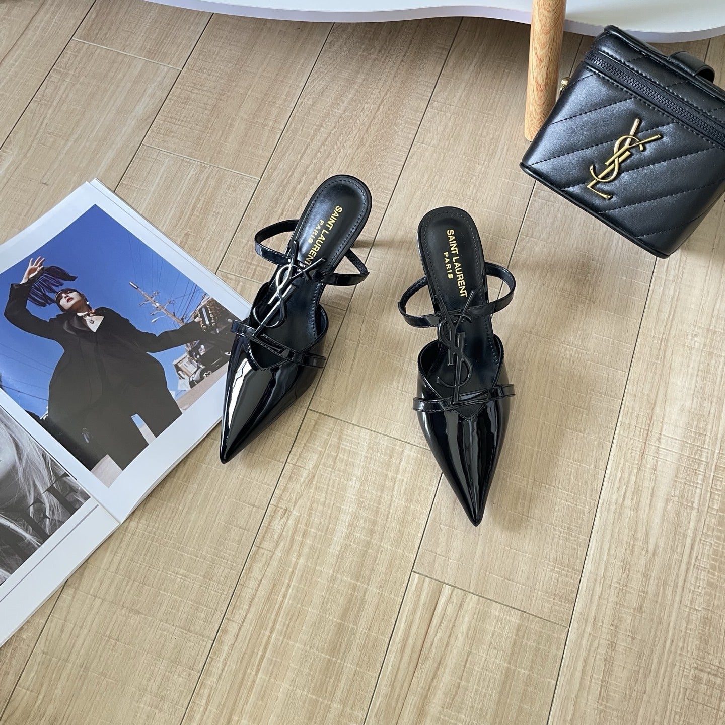 Saint Laurent Lambskin Leather Logo Sandals