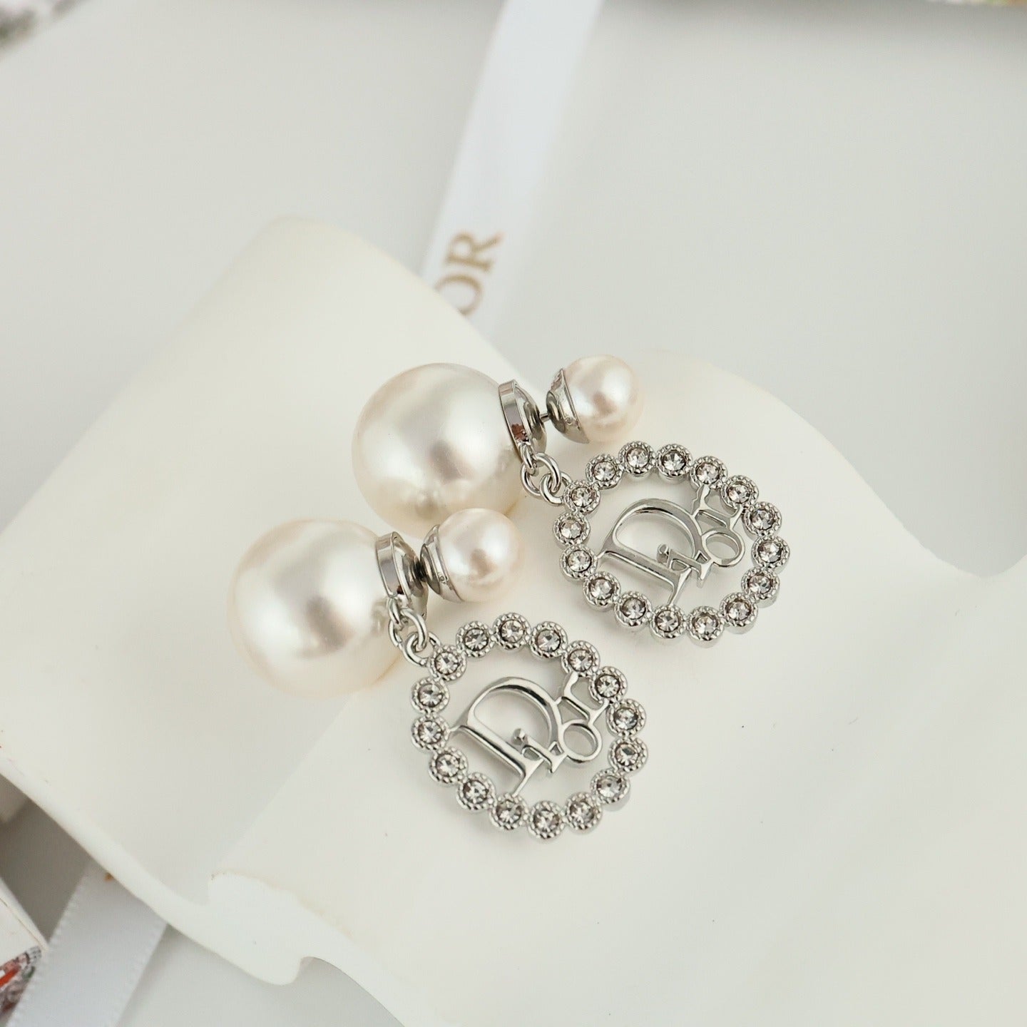 Dior Silver Pearl Earrings