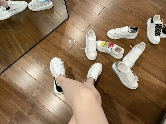 Alexander McQueen Lambskin Leather Logo Sneakers