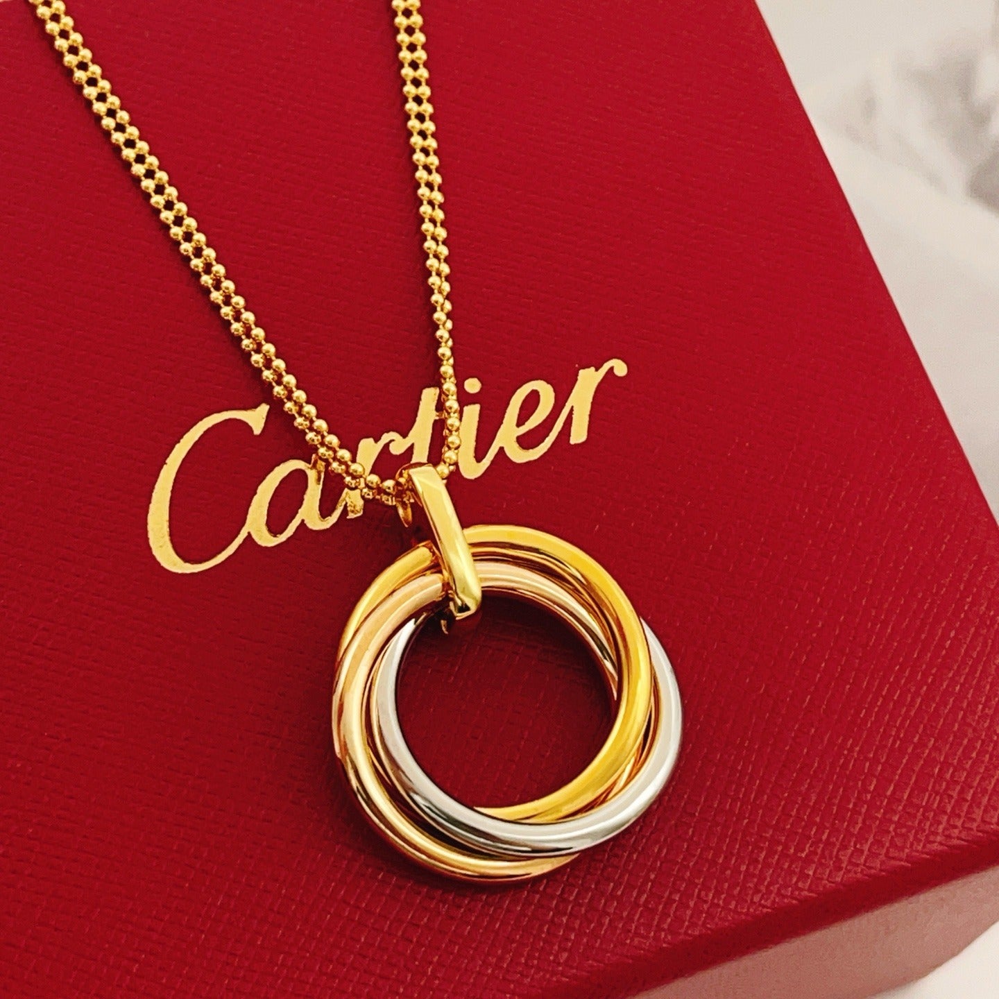 Cartier Gold Brass Colorblock Necklace
