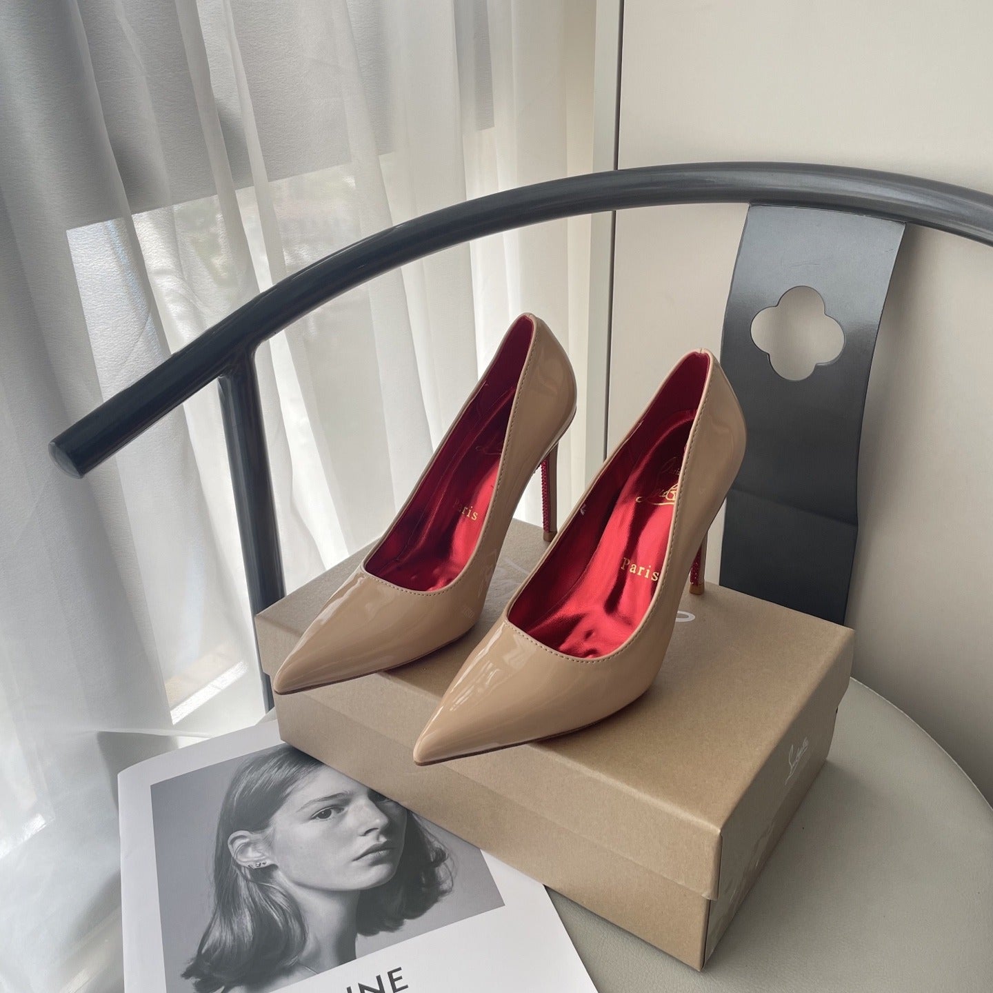 Celine Patent Leather & Lambskin Leather Pointed Toe Heels
