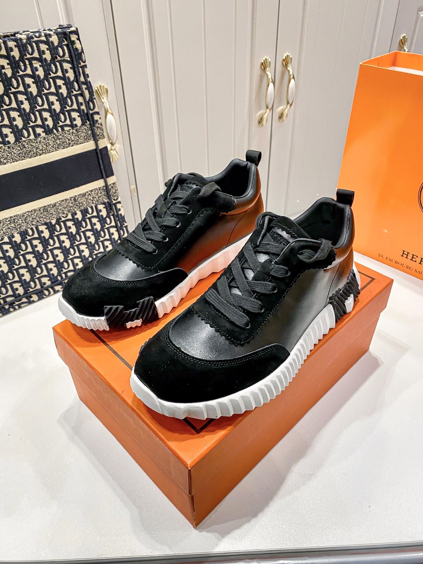 Hermes Lambskin Leather Sneakers