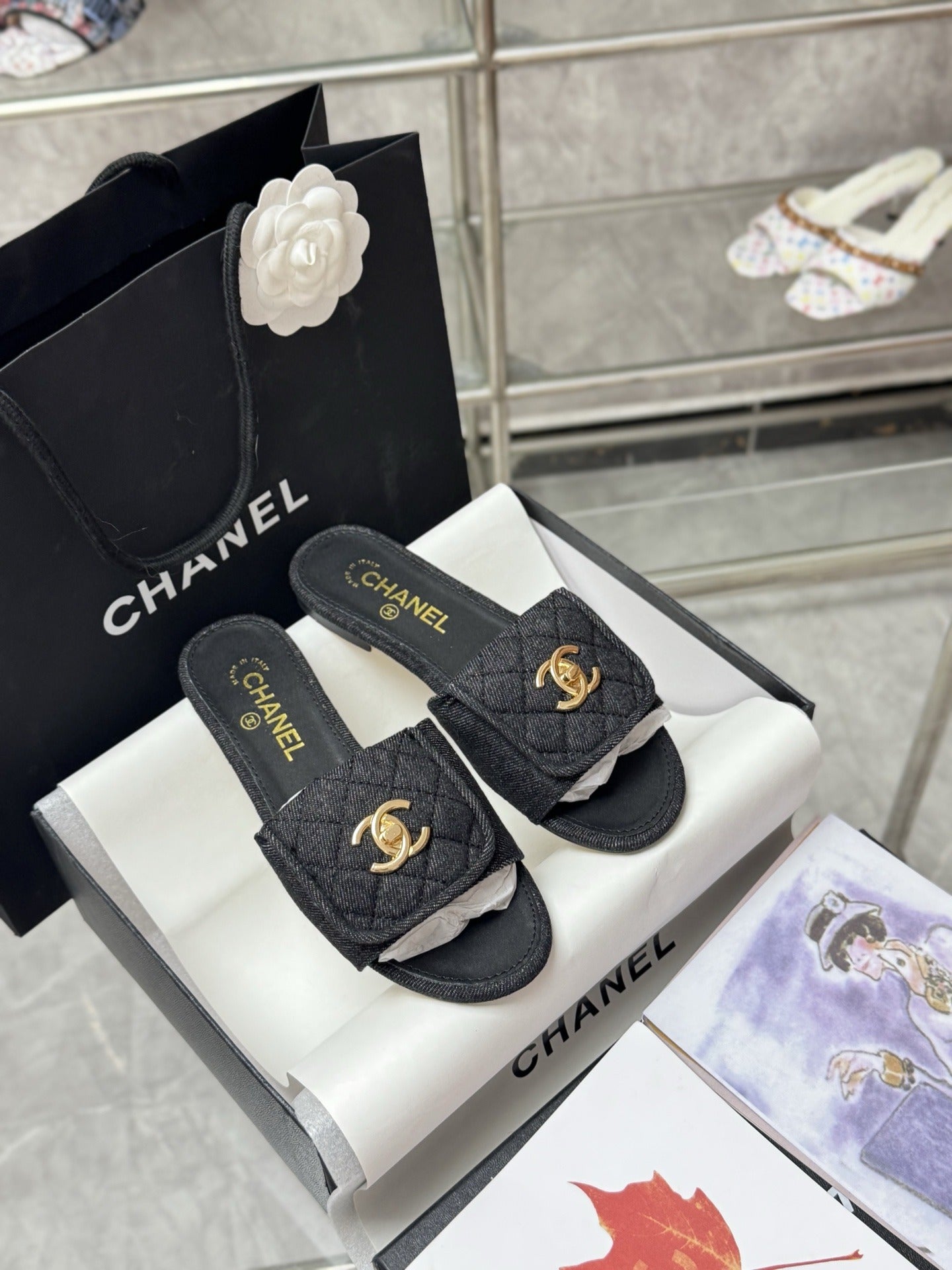 Chanel Lambskin Leather Slides