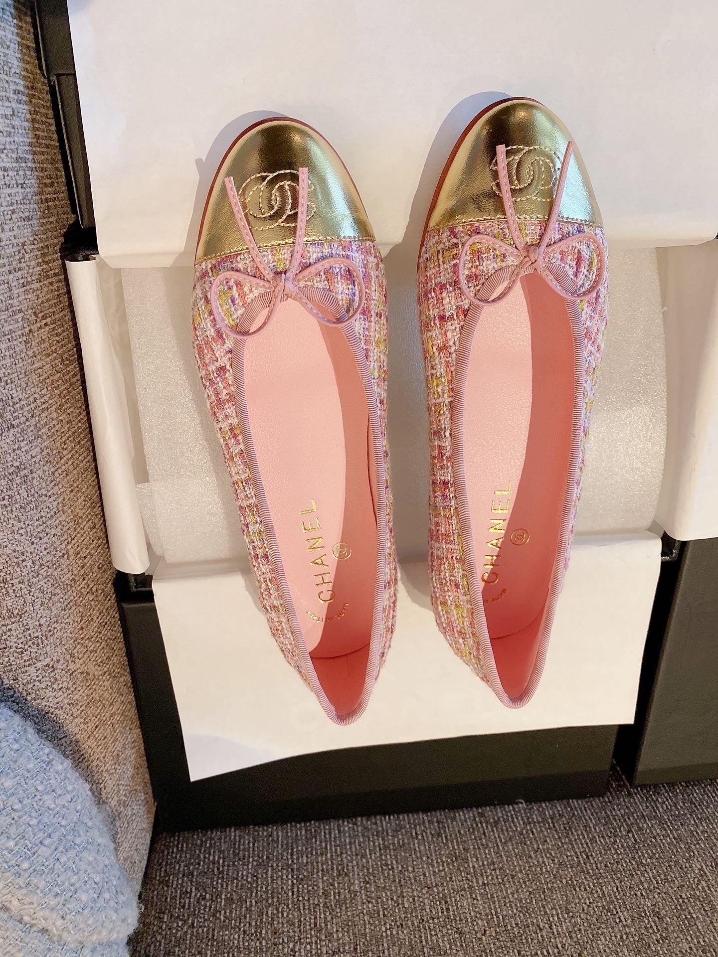 Chanel Leather Bow Ballet Flats