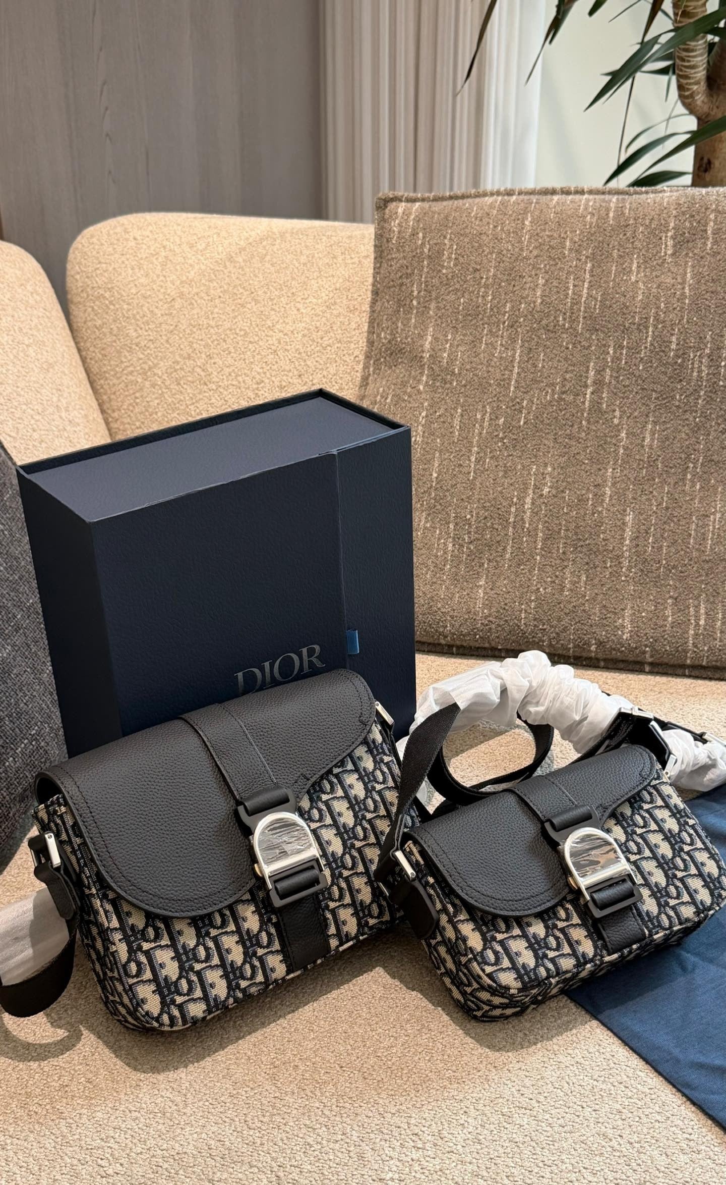 Dior Black Canvas & Leather Saddle Crossbody Bag