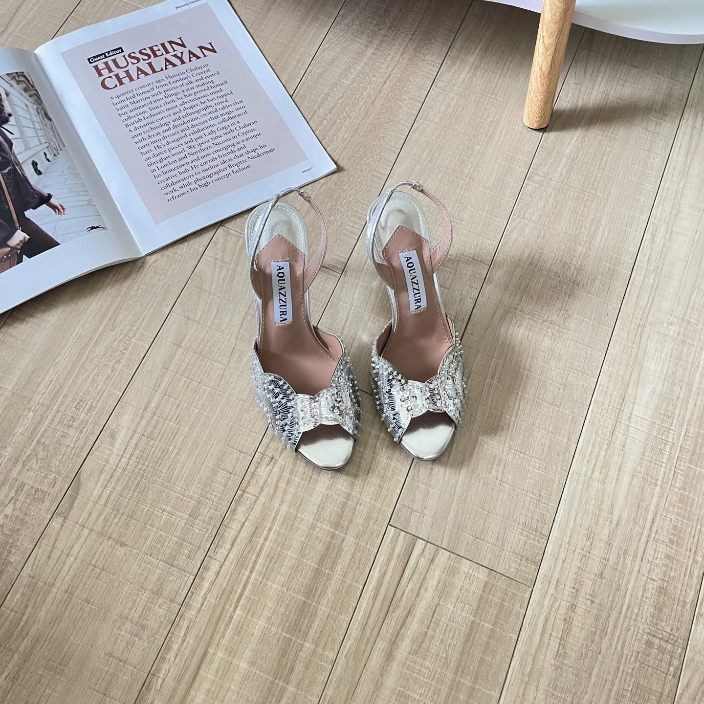 Aquazzura Lambskin Leather Crystal Sandals