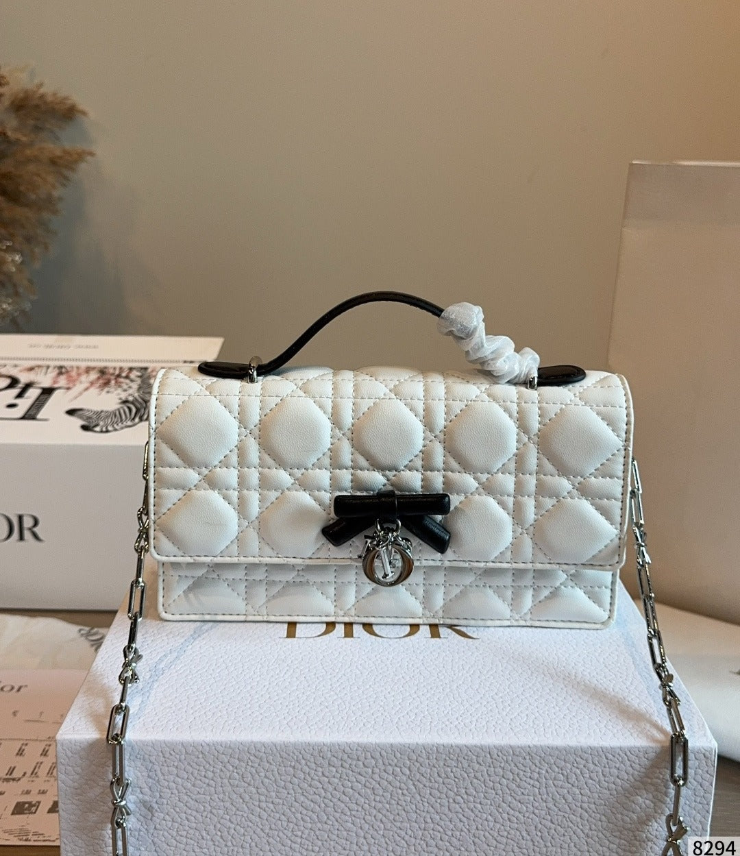 Dior White Bow Clutch