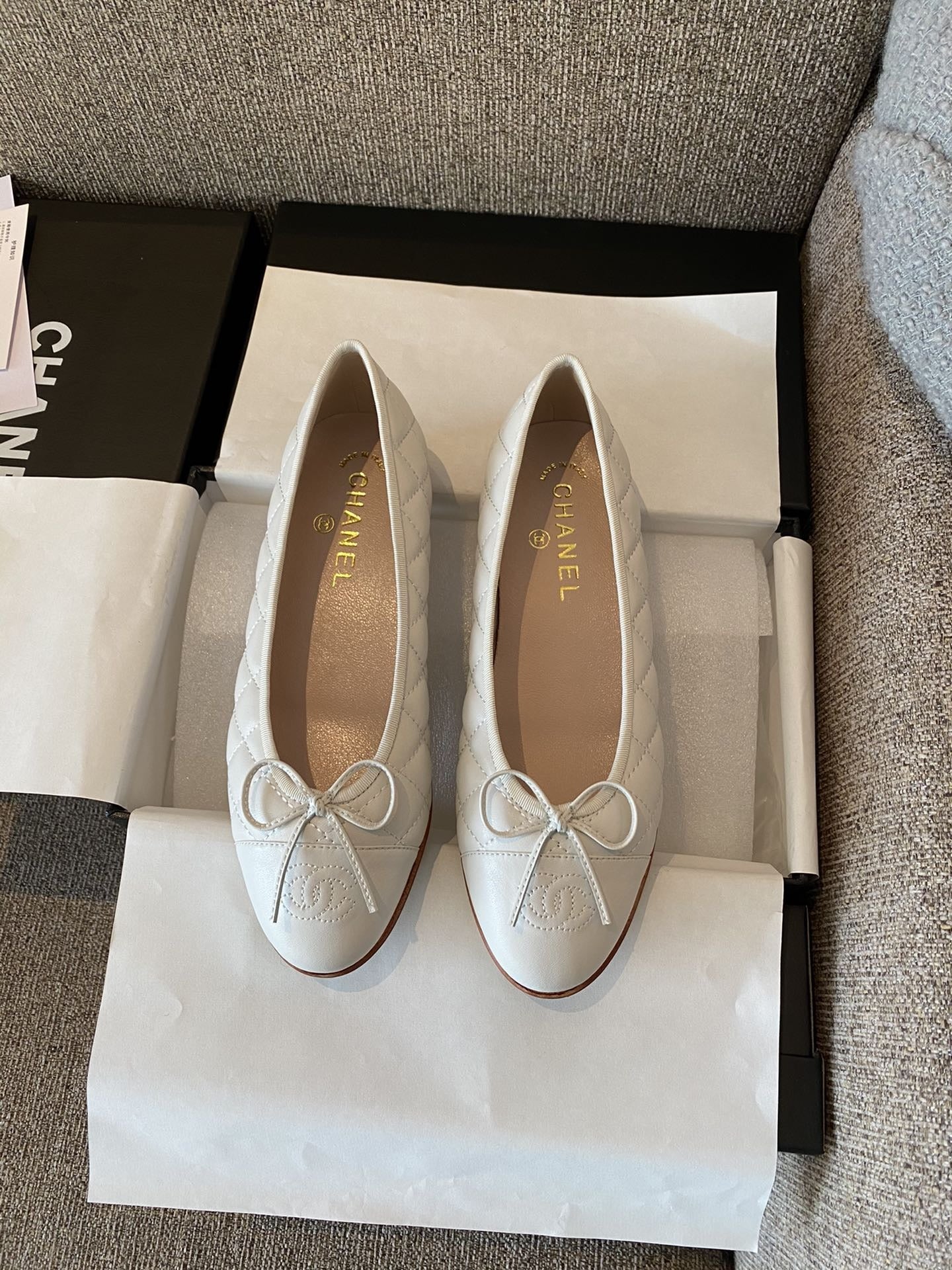 Chanel Leather Bow Ballet Flats