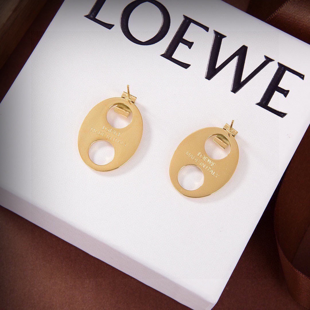 Loewe Brass Logo Earrings