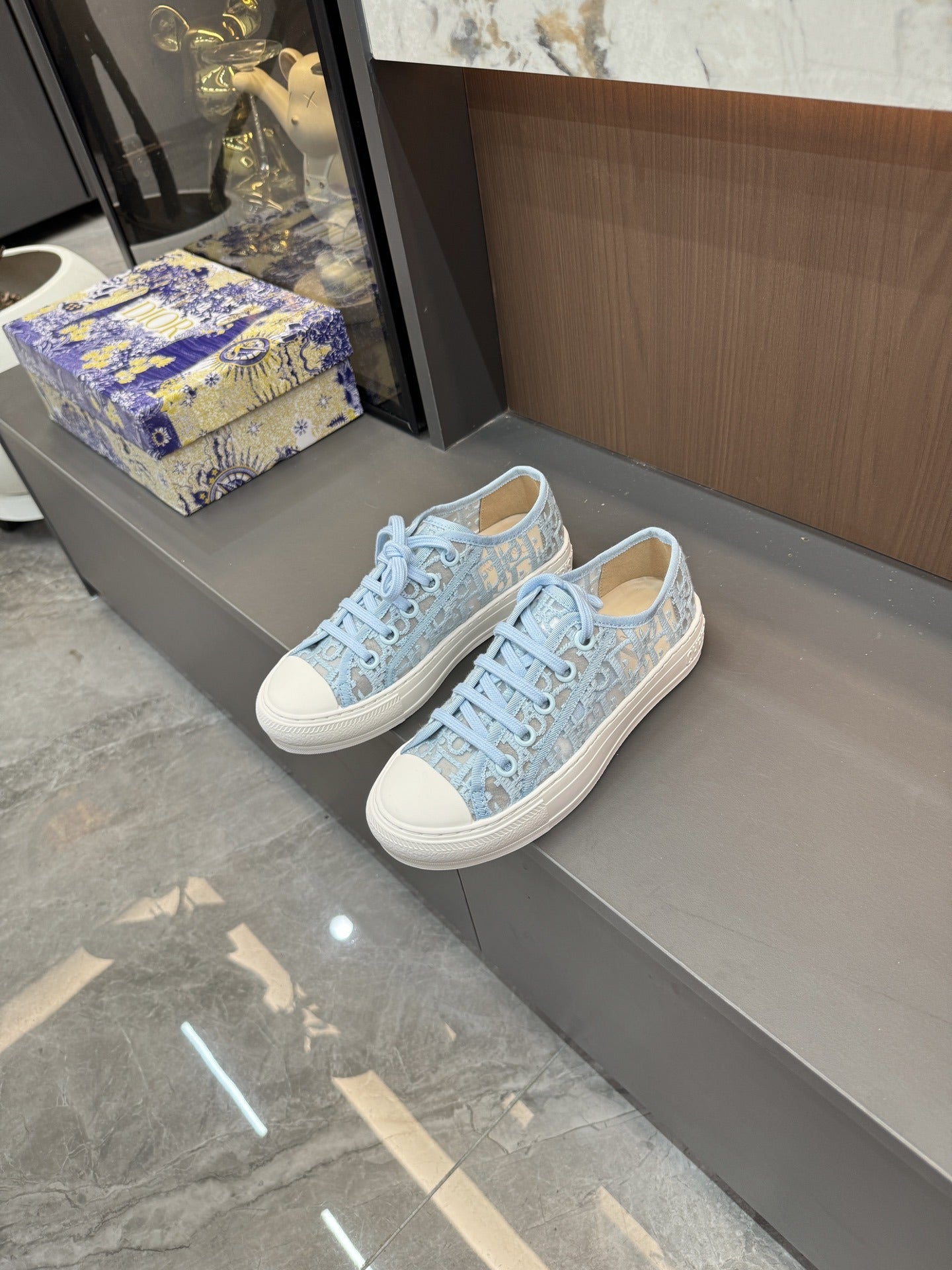 Dior Women Cotton & Lambskin Leather Embroidered Shoes