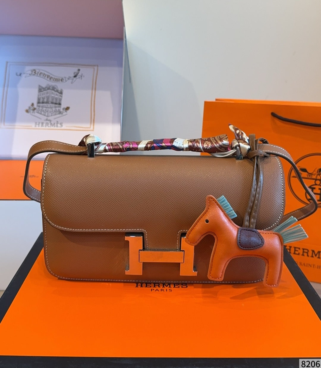 Hermes Leather Saddle Crossbody Bag