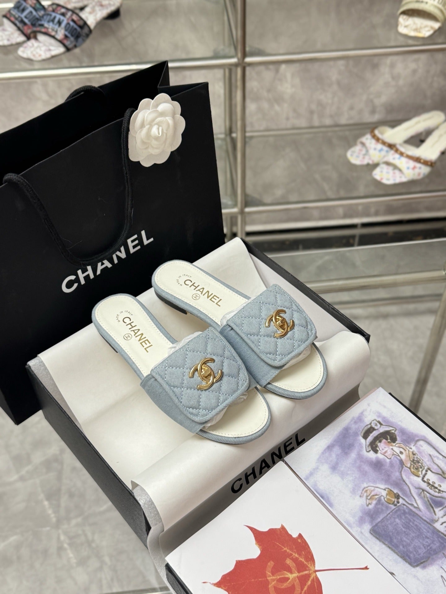 Chanel Lambskin Leather Slides