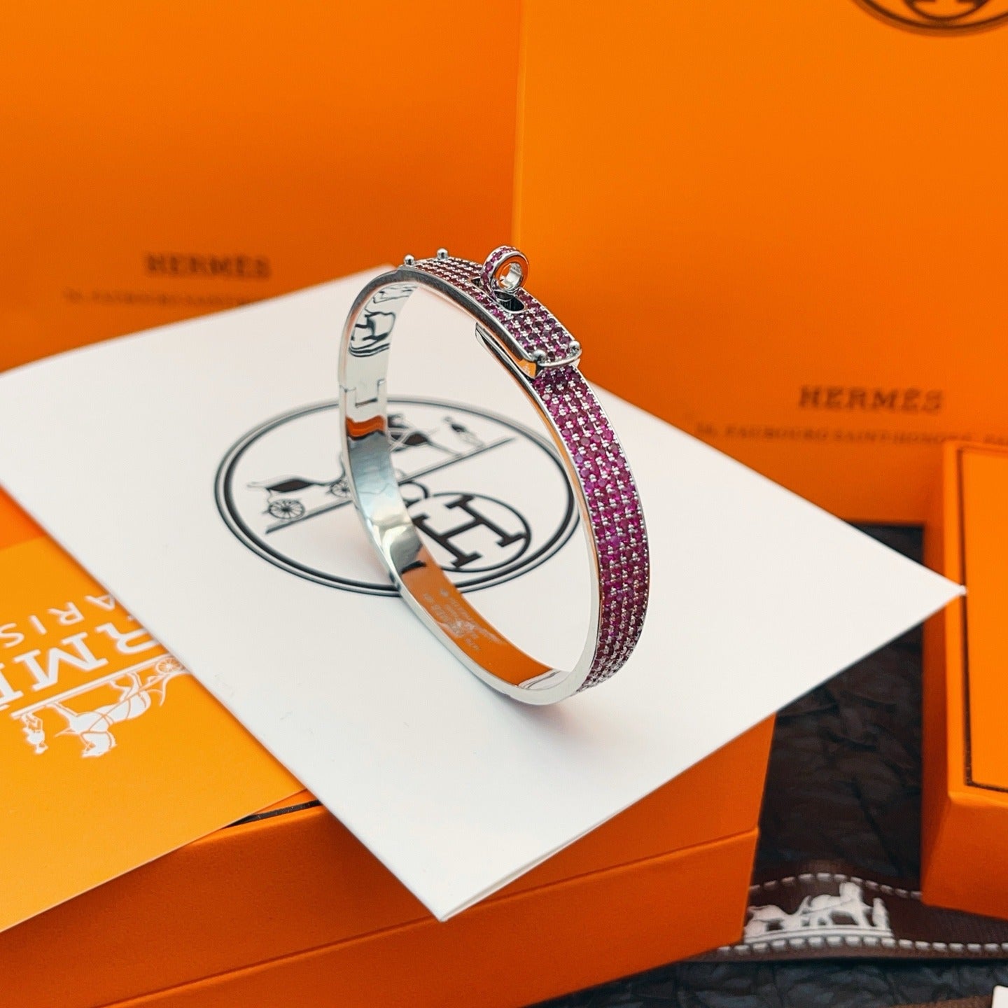 Hermes Purple Brass Pave Bracelet