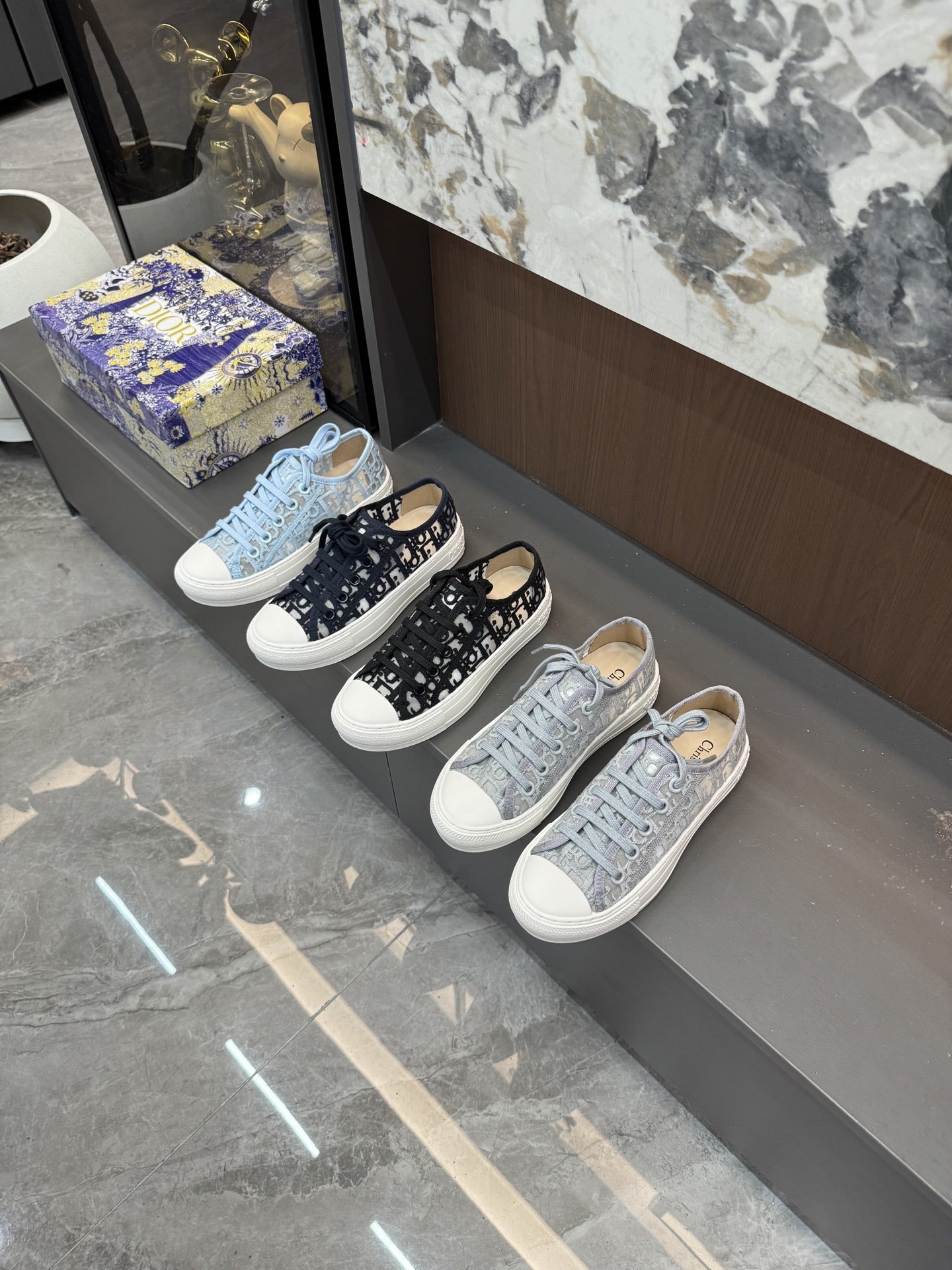 Dior Women Cotton & Lambskin Leather Embroidered Shoes