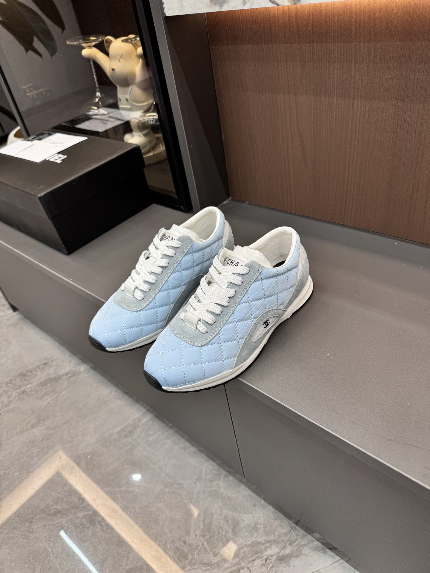 Chanel Black Lambskin Leather Logo Sneakers