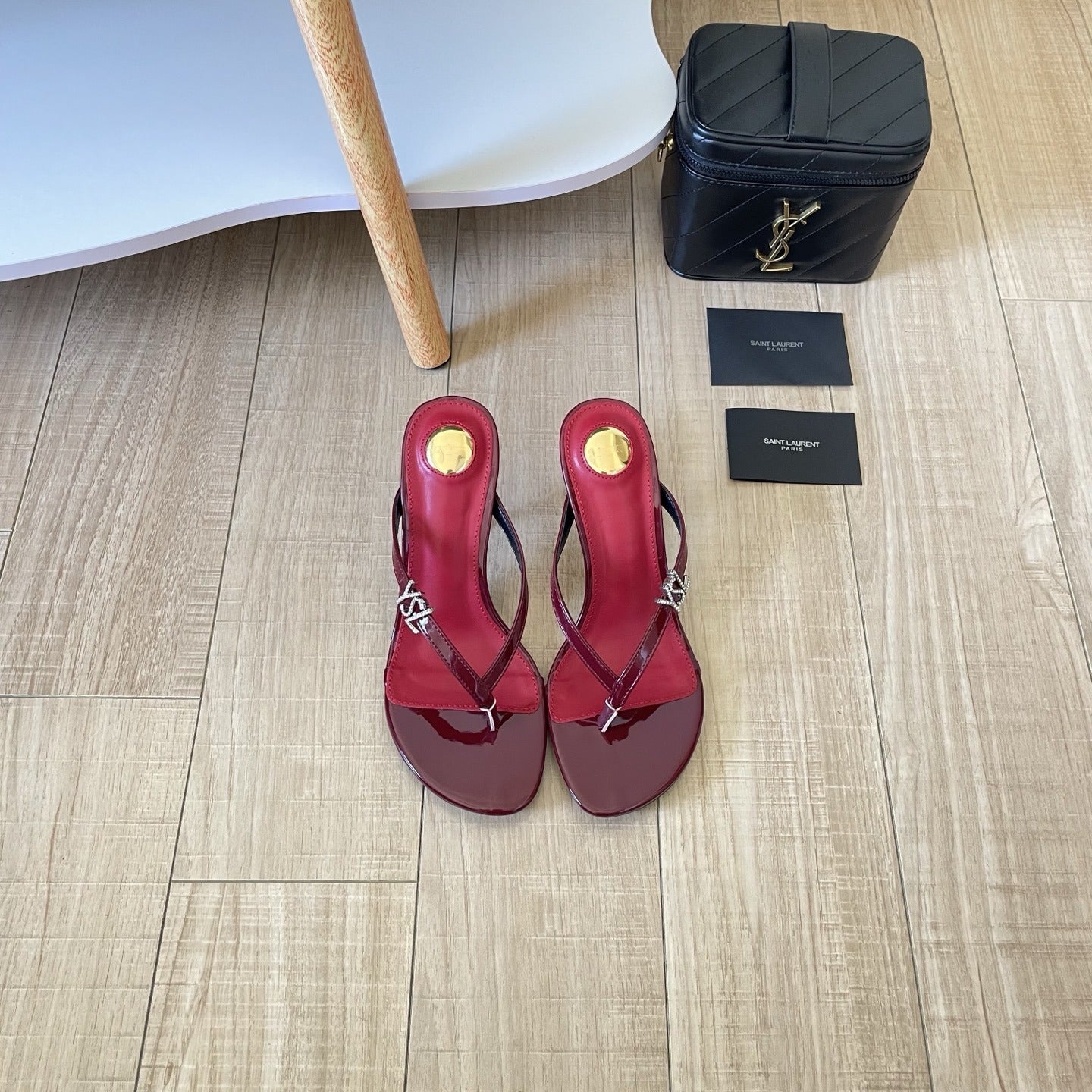 Saint Laurent Lambskin Leather Logo Slides