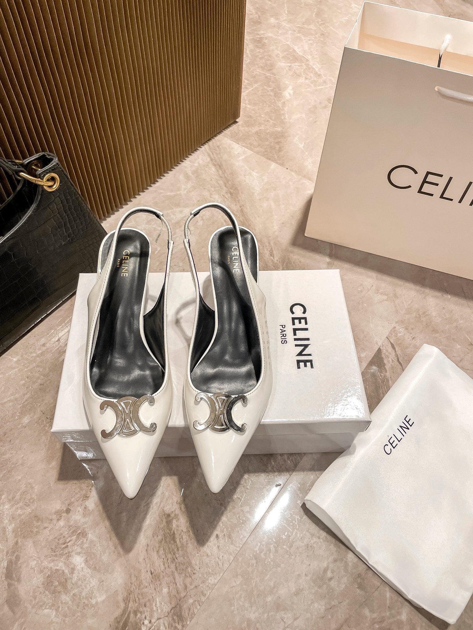 Celine Calfskin Leather Pointed Toe Heels