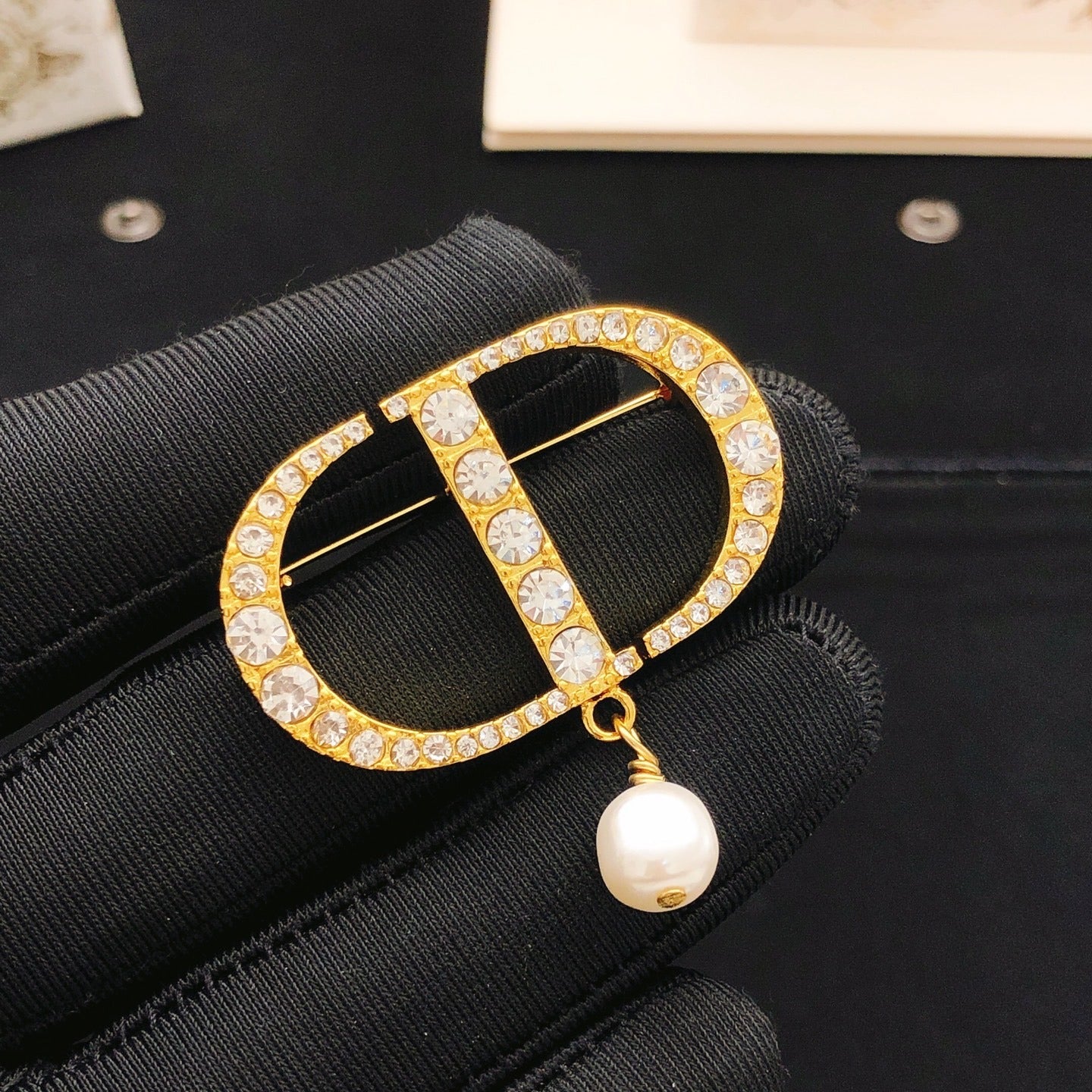 Dior Brass Pearl Brooch