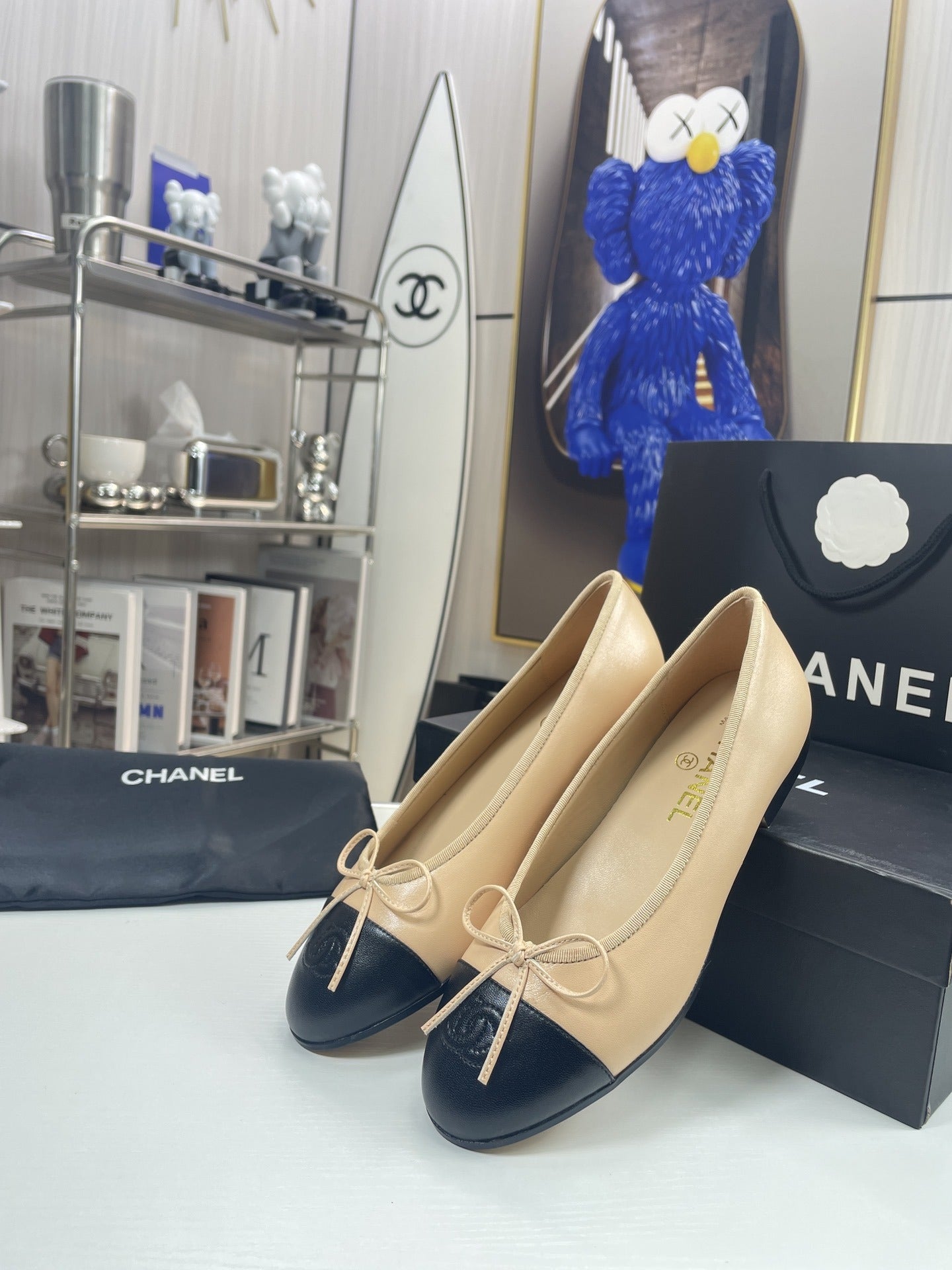 Chanel Lambskin Leather Bow Ballet Flats