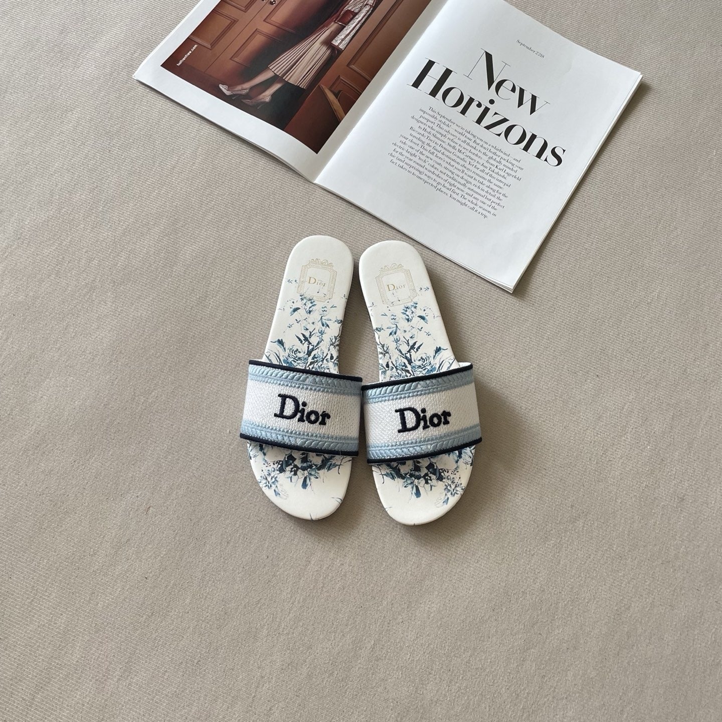 Dior Leather Embroidered Slides