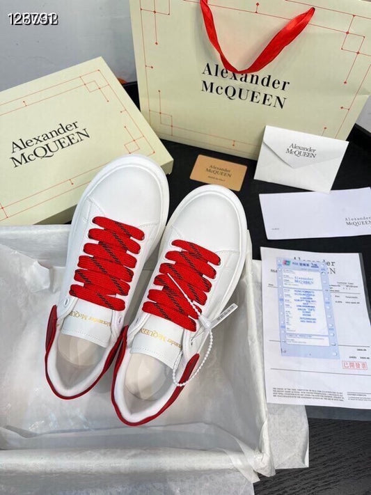 Alexander McQueen Women White Lambskin Leather Logo Sneakers