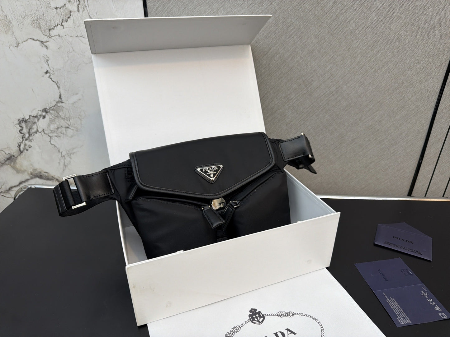 Prada Nylon & Leather Enamel Crossbody Bag