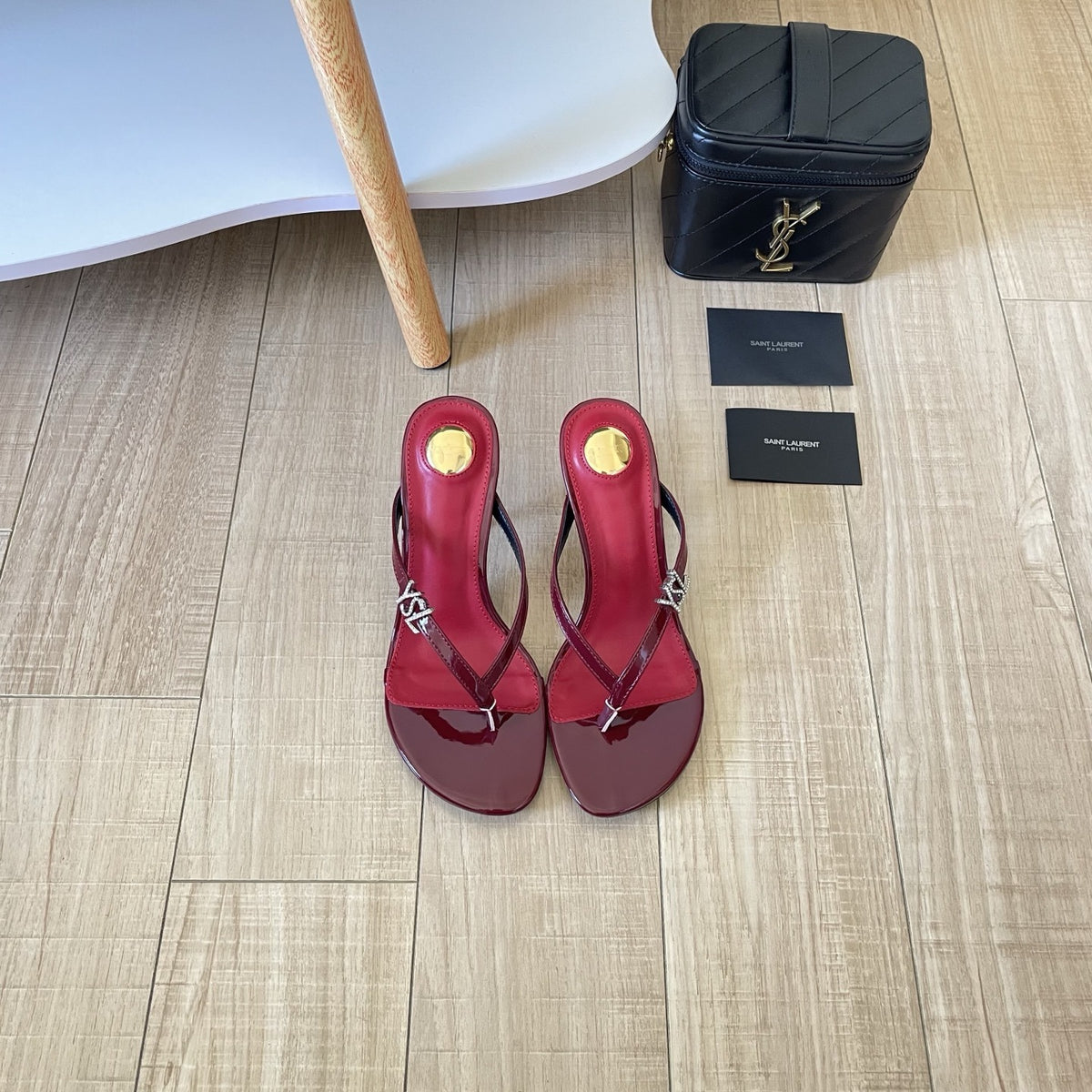 Saint Laurent Lambskin Leather Logo Slides