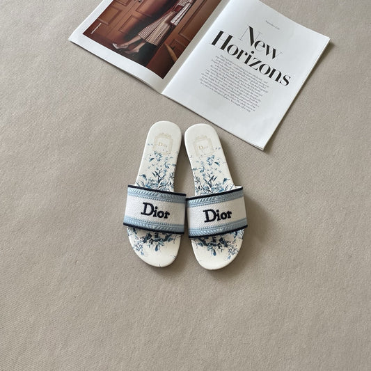 Dior Leather Embroidered Slides