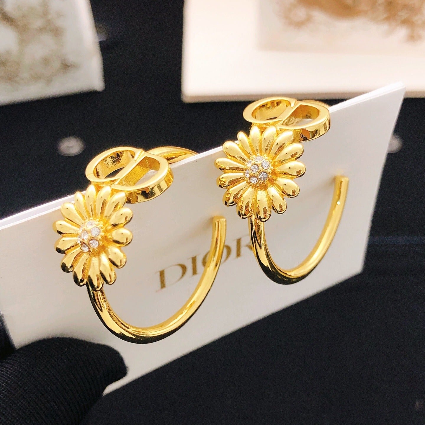 Dior Brass Sunburst Earrings