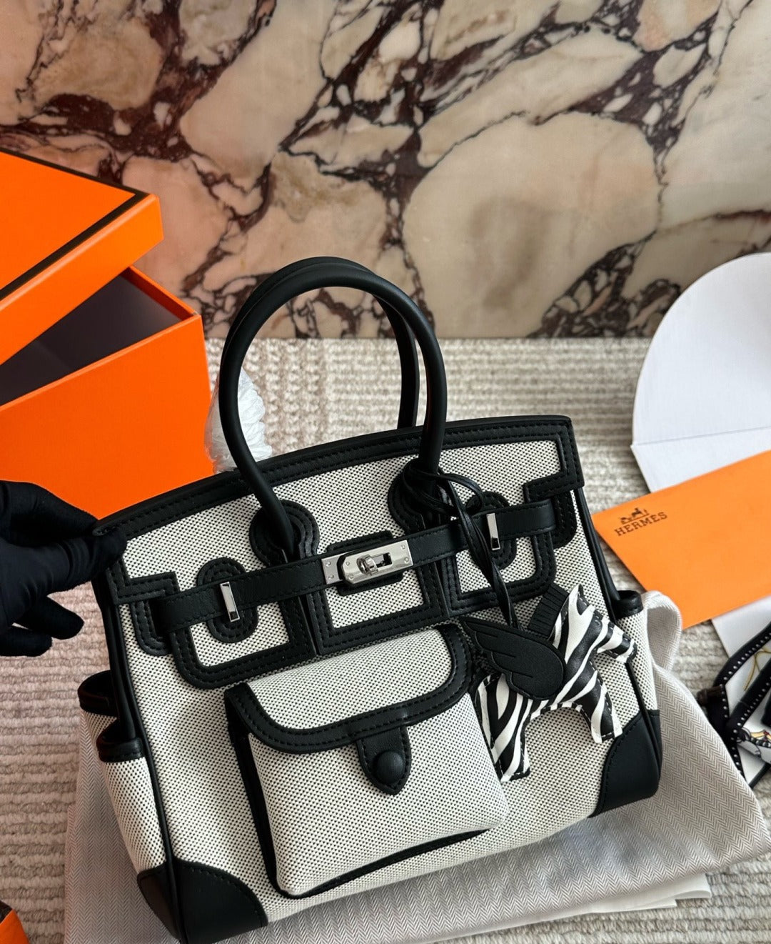Hermes Canvas Handbag