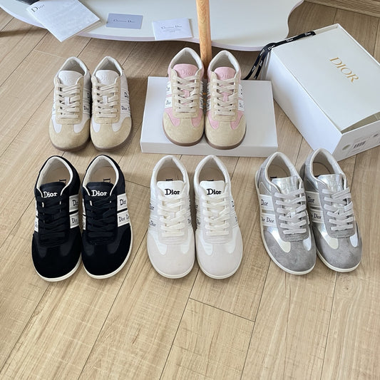 Dior Leather Vintage-Finish Sneakers