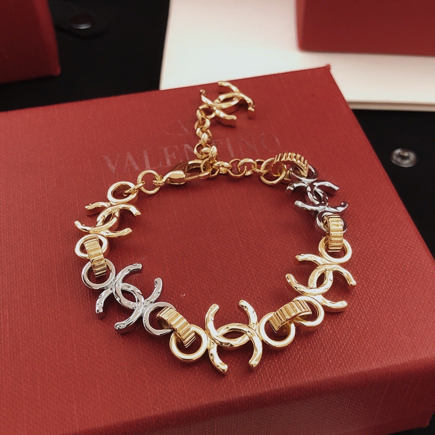 Chanel Brass Colorblock Necklace