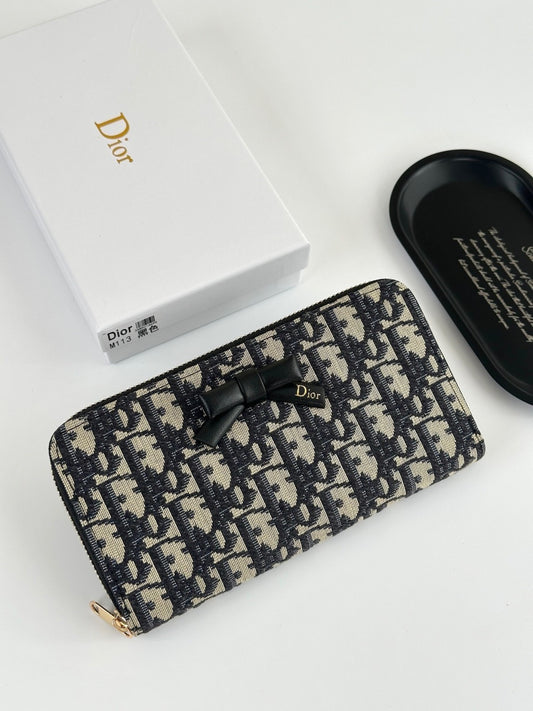 Dior Black Leather Zip Wallet
